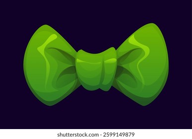 St Patrick day and Irish holiday green bow tie, vector cartoon symbol. Saint Patrick festival and Ireland national holiday traditional green bow tie decoration for Irish leprechaun costume