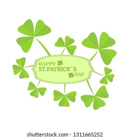 St Patrick day label with clovers. Vector illustration design