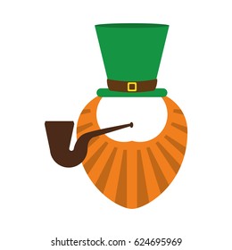 st patrick day leprechaun beard and tobacco pipe