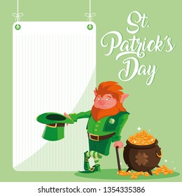 st patrick day with leprechaun and cauldron