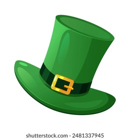 St. Patrick day leprechaun green hat isolated on white background.