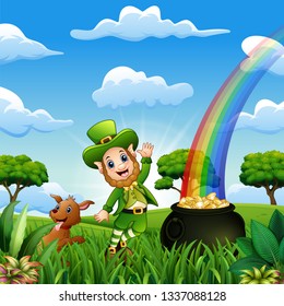 St Patrick day leprechauns celebrate with a pet