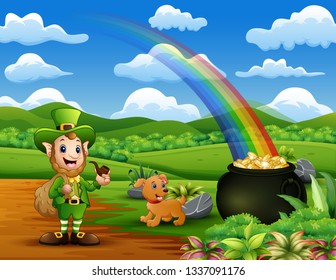 St Patrick day leprechauns celebrate with a pet