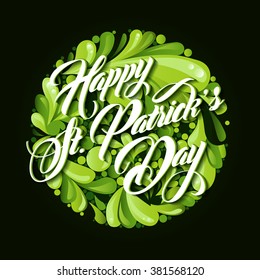 St Patrick day lettering greeting card or background