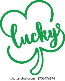 St patrick day lucky leaf, text