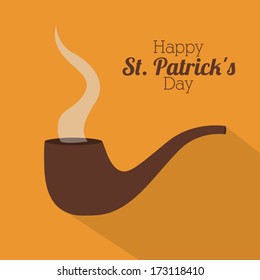 st patrick day over orange background vector illustration