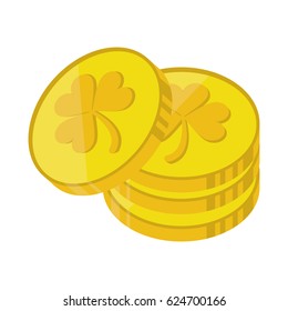 st patrick day pile coins golden sign