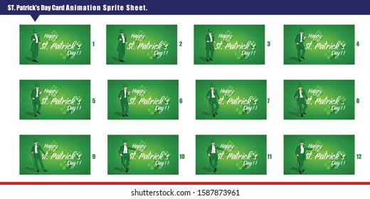 St. Patrick Day poster animation sprite sheet vector illustration.. Can be used for GIF animation. Loop animation vector. Happy St. Patrick Day.