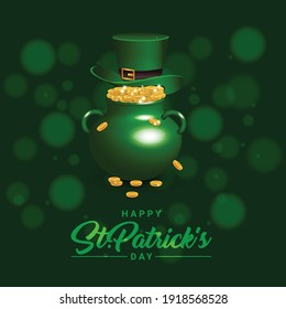 St. Patrick Day poster. Clover design elements with wishing lettering decoration. Vector illustration