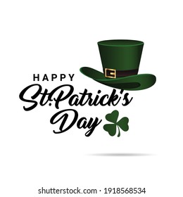 St. Patrick Day poster. Clover design elements with wishing lettering decoration. Vector illustration