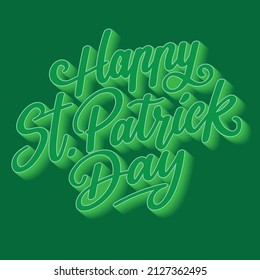 St. Patrick Day poster. Leprechaun`s hat and clover design elements with wishing lettering on green. Vector illustration