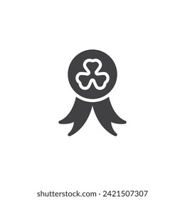 St. Patrick Day Ribbon vector icon. filled flat sign for mobile concept and web design. Badge ribbon with shamrock clover glyph icon. Symbol, logo illustration. Vector graphics
