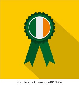St Patrick day rosette icon. Flat illustration of St Patrick day rosette vector icon for web   on yellow background