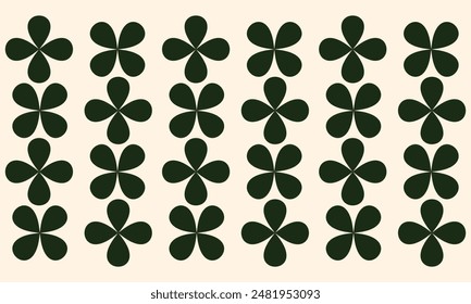 Día de San Patricio. Patrón sin costuras con pequeños tréboles de cuatro hojas. Patrón de símbolo de trébol. Diseño simple Repetible con trébol verde sobre fondo blanco. Símbolo de buena suerte de Irlanda