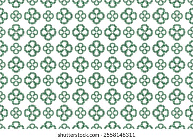 St Patrick Day. Seamless pattern with little four leaf clovers. Clover sign symbol pattern. Simple Repeatable design with Green clover on a White Background. Good luck symbol of Ireland