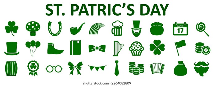 St Patrick Day set icons sign – stock vector