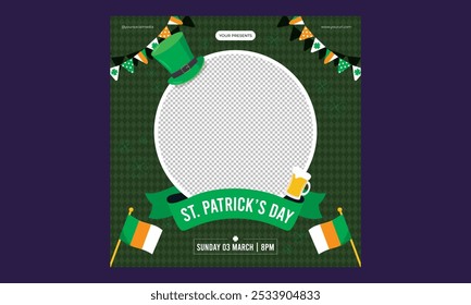 St Patrick Day Socials Media. Cartoon Vector illustration design for Poster, Banner, Flyer, Greeting, Card, Post, Cover, invitation