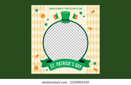 St Patrick Day Socials Media. Cartoon Vector illustration design for Poster, Banner, Flyer, Greeting, Card, Post, Cover, invitation
