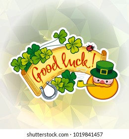 St. Patrick Day square greeting card. Vector clip art.