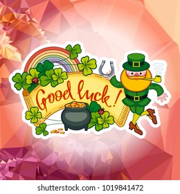 St. Patrick Day square greeting card. Vector clip art.