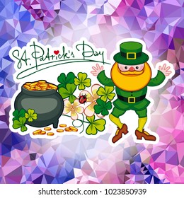 St. Patrick Day square greeting card. Vector clip art.