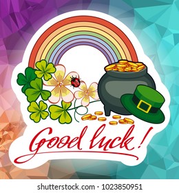 St. Patrick Day square greeting card. Vector clip art.