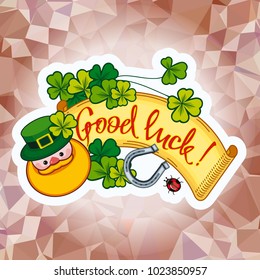 St. Patrick Day square greeting card. Vector clip art.
