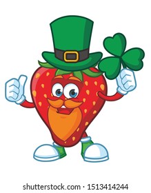 st patrick day strawberry mascot character vector design