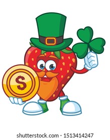 st patrick day strawberry mascot character vector design