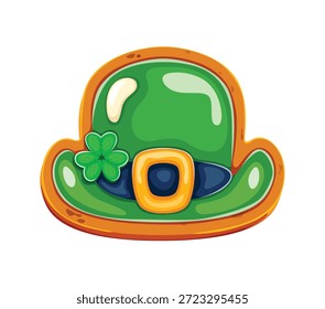 St Patrick Day sweet dessert of leprechaun hat biscuit or cookie with shamrock clover, cartoon vector. Happy Saint Patrick Day or Irish holiday cookie for Ireland pastry biscuit and bakery sweets