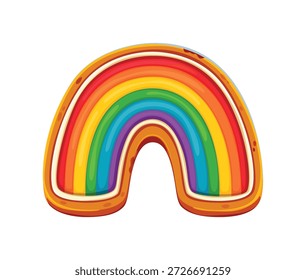 St Patrick Day sweet dessert of rainbow cookie dessert for Irish holiday dessert, cartoon vector. Happy Saint Patrick Day pastry cake, bakery sweet cookie of magic rainbow caramel for Ireland holiday