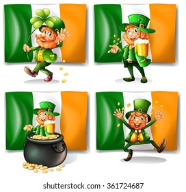 St Patrick day theme with elf and flag illustration