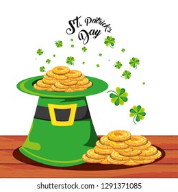 st patrick day with top hat and coins