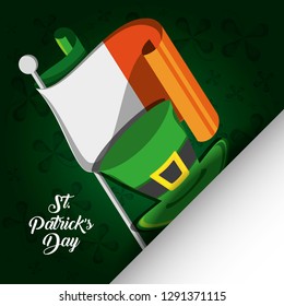 st patrick day with top hat and flag