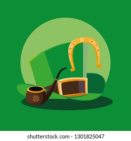st patrick day with top hat set icons