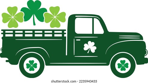 St Patrick Day Truck, Shamrock, Green Clover, So Lucky, Lucky Clover Vector Files