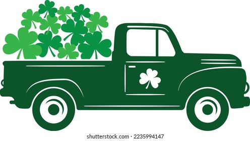 St Patrick Day Truck, Shamrock, Green Clover, So Lucky, Lucky Clover 