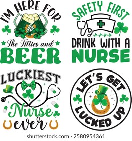 St Patrick Day Typography Bundle T shirt Design.