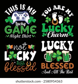 St Patrick Day Typography Bundle T shirt Design.