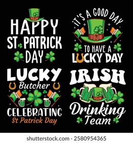 St Patrick Day Typography Bundle T shirt Design.