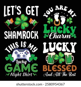 St Patrick Day Typography Bundle T shirt Design.