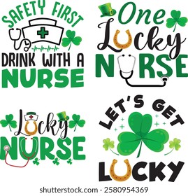 St Patrick Day Typography Bundle T shirt Design.