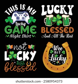 St Patrick Day Typography Bundle T shirt Design.