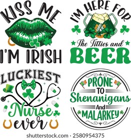 St Patrick Day Typography Bundle T shirt Design.