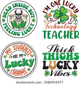 St Patrick Day Typography Bundle T shirt Design.