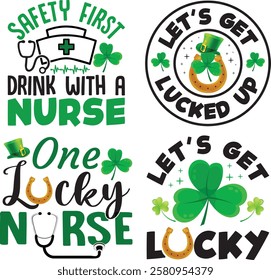 St Patrick Day Typography Bundle T shirt Design.