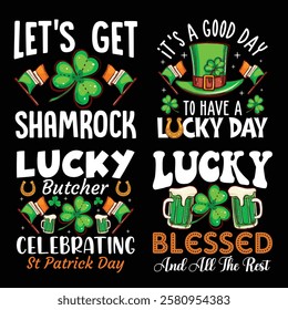 St Patrick Day Typography Bundle T shirt Design.