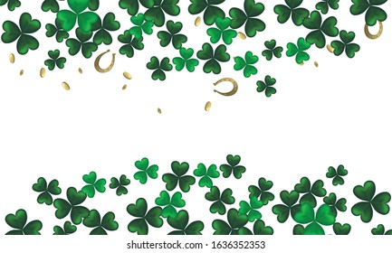 St. Patrick day vector background with clover. Irish holiday Saint Patrick Day.