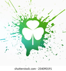 St Patrick Day Vector Illustration with Green Paint Drops