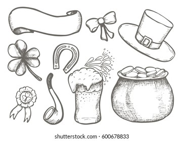 St. Patrick Day vintage vector elements. Illustration